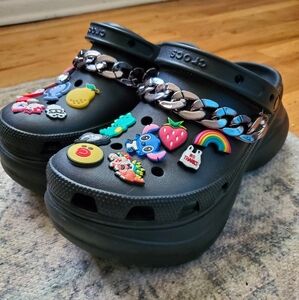 Crocs Bae Clog with Charms, Black, Size 9W